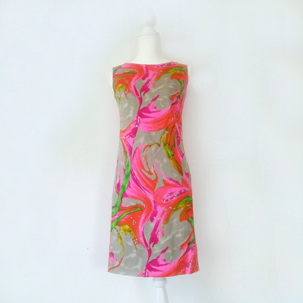 Vintage 1960s Psychedelic Rainbow Shift Dress
